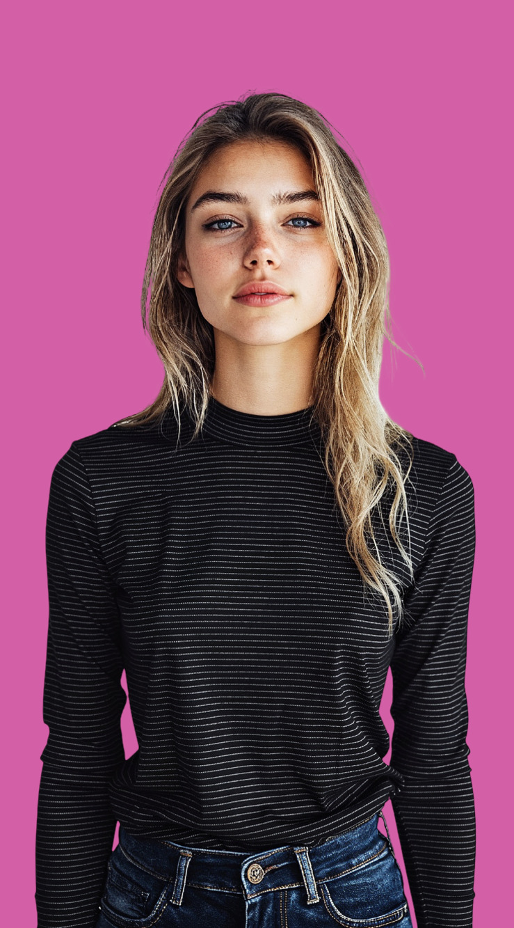 Christopher & Banks Blk & white Striped Mock Neck Long Sleeve Top XL